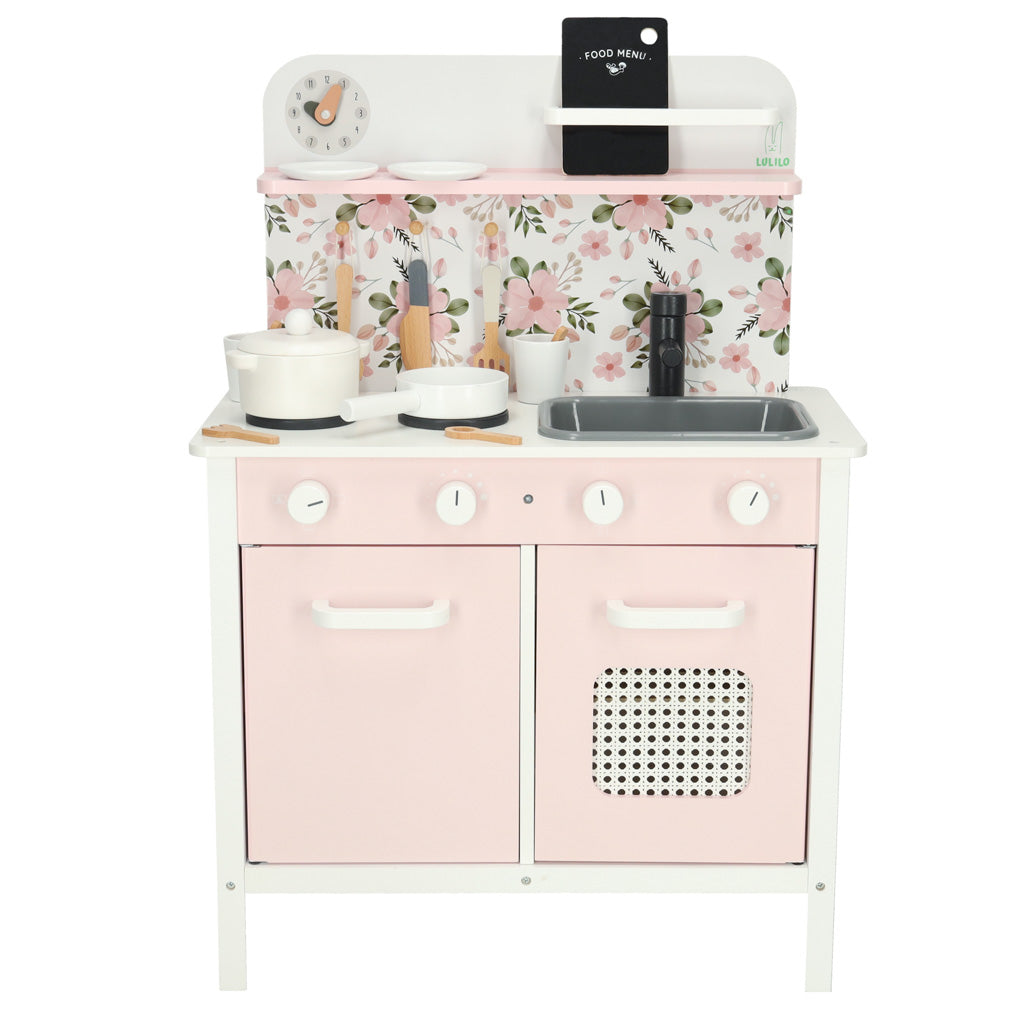 Wooden Play Kitchen for Kids – LULILO FLORA Pink