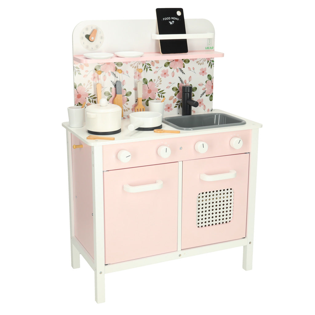 Wooden Play Kitchen for Kids – LULILO FLORA Pink