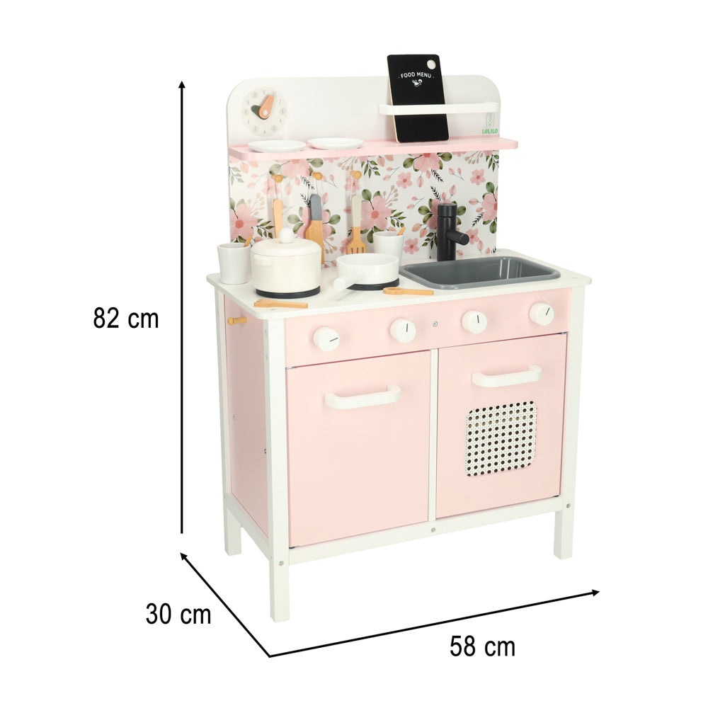 Wooden Play Kitchen for Kids – LULILO FLORA Pink