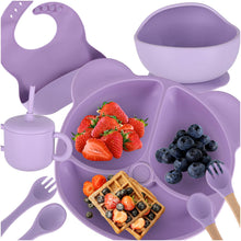 8 dalių silikoninis kūdikio maitinimo rinkinys „Meškiukas“ – violetinis