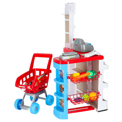 Kids Supermarket Play Set with Cash Register & Shopping Cart 47PCS