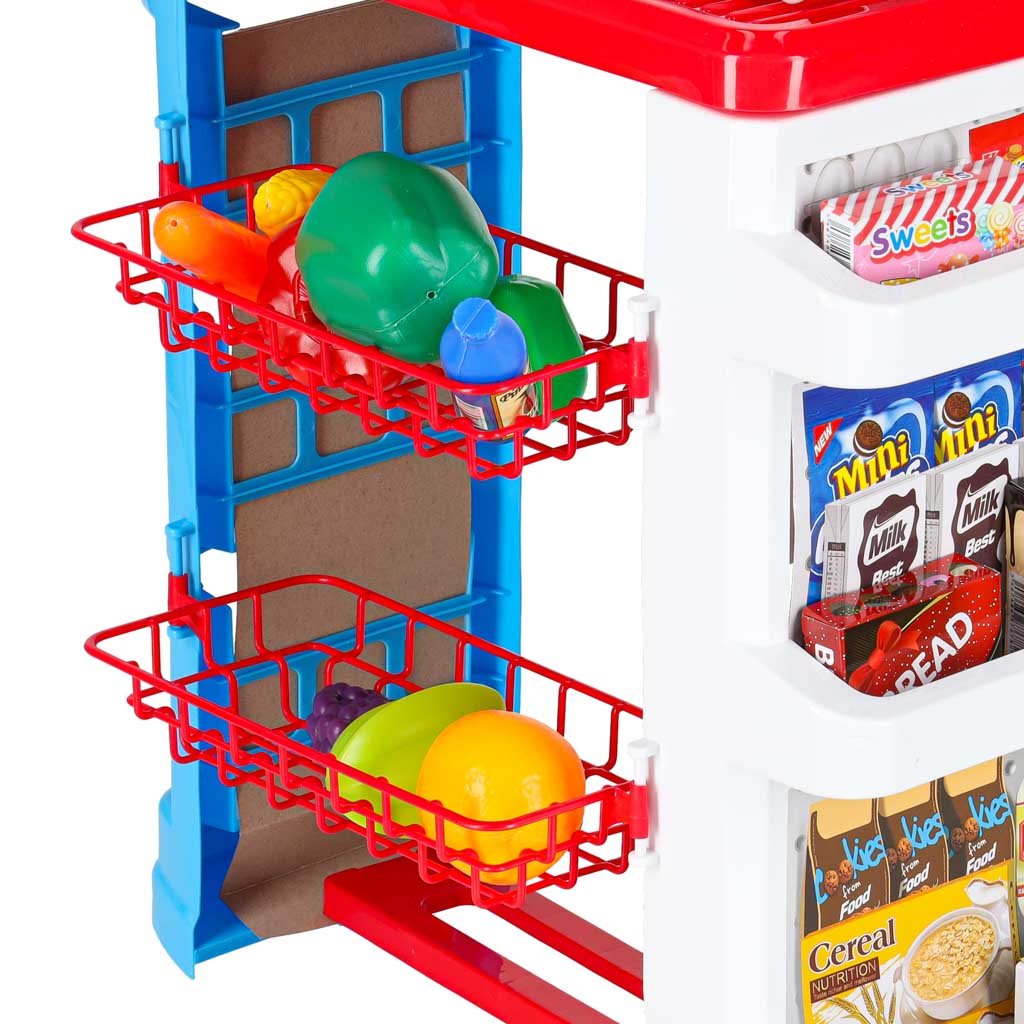 Kids Supermarket Play Set with Cash Register & Shopping Cart 47PCS