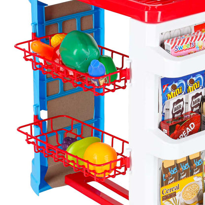 Kids Supermarket Play Set with Cash Register & Shopping Cart 47PCS