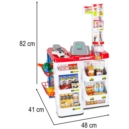 Kids Supermarket Play Set with Cash Register & Shopping Cart 47PCS