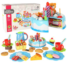 80-Piece Pretend Play Birthday Cake Set – Blue