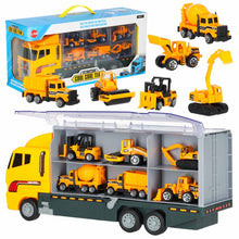 Construction Truck Transporter with 6 Metal Vehicles