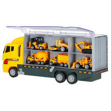 Construction Truck Transporter with 6 Metal Vehicles
